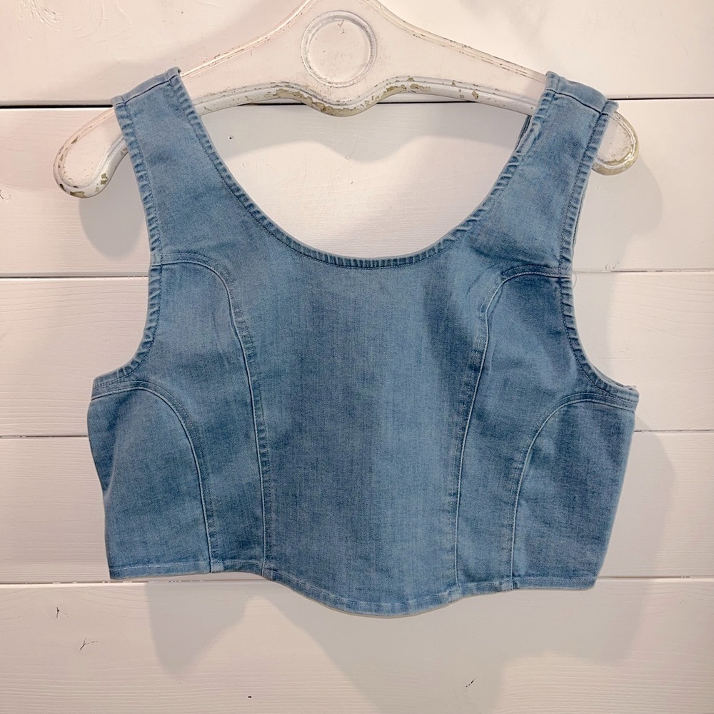 MAX – Stretch Denim Crop Top UK 18 / EUR 44